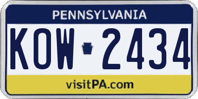 PA license plate KOW2434