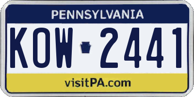 PA license plate KOW2441