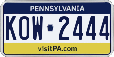 PA license plate KOW2444