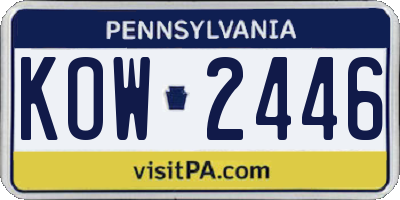 PA license plate KOW2446