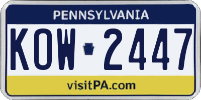 PA license plate KOW2447