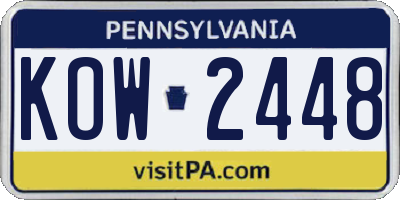 PA license plate KOW2448