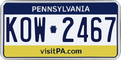 PA license plate KOW2467