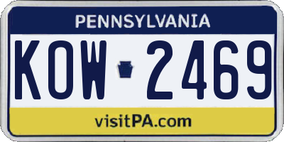 PA license plate KOW2469