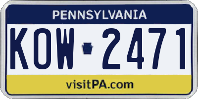 PA license plate KOW2471