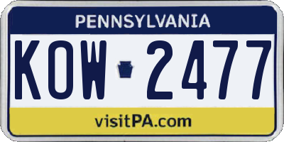 PA license plate KOW2477