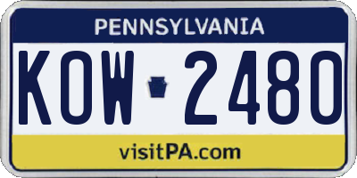 PA license plate KOW2480