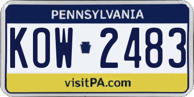 PA license plate KOW2483