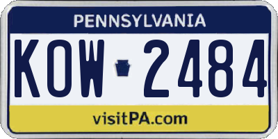 PA license plate KOW2484