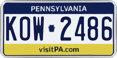 PA license plate KOW2486