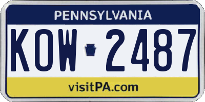 PA license plate KOW2487