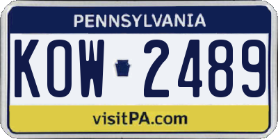 PA license plate KOW2489
