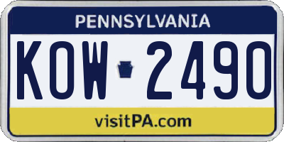 PA license plate KOW2490