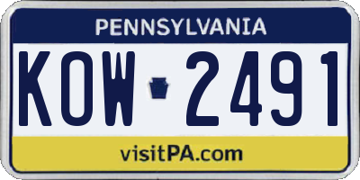 PA license plate KOW2491
