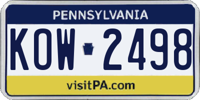 PA license plate KOW2498