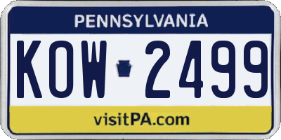 PA license plate KOW2499