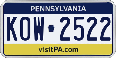 PA license plate KOW2522