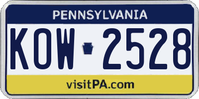 PA license plate KOW2528