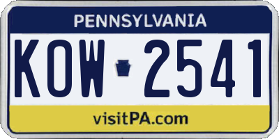 PA license plate KOW2541