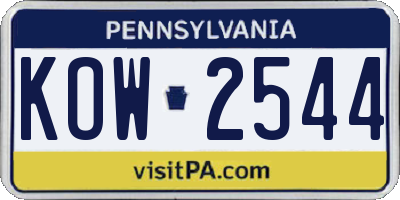 PA license plate KOW2544