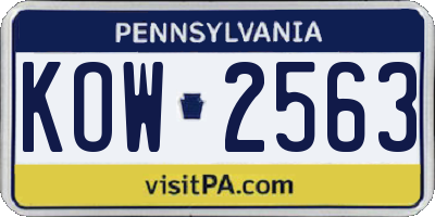 PA license plate KOW2563