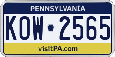 PA license plate KOW2565