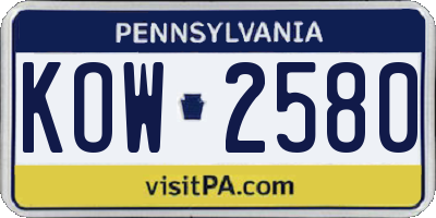 PA license plate KOW2580