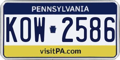 PA license plate KOW2586
