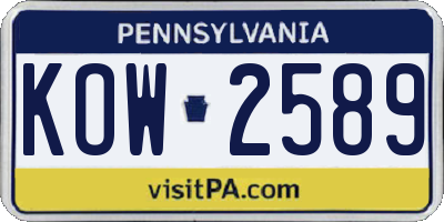 PA license plate KOW2589
