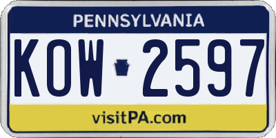 PA license plate KOW2597