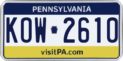 PA license plate KOW2610