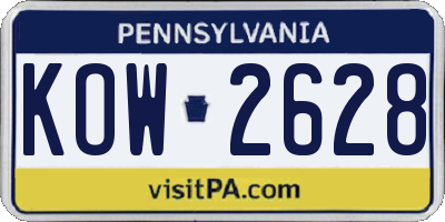 PA license plate KOW2628
