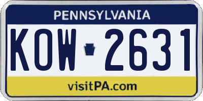 PA license plate KOW2631