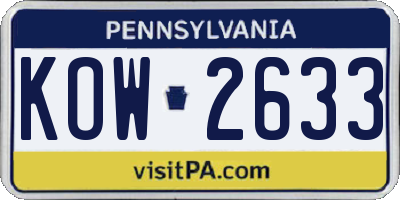 PA license plate KOW2633