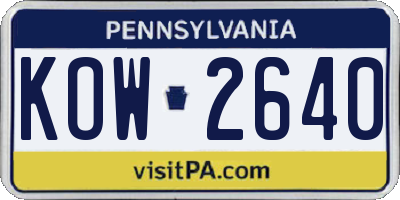 PA license plate KOW2640