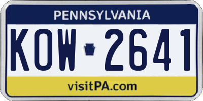 PA license plate KOW2641