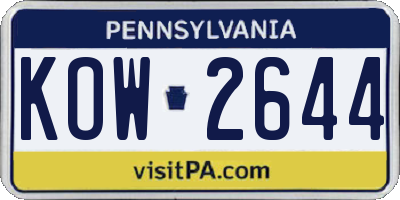PA license plate KOW2644
