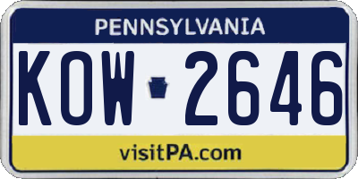 PA license plate KOW2646
