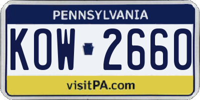 PA license plate KOW2660