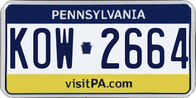 PA license plate KOW2664