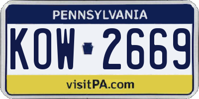 PA license plate KOW2669