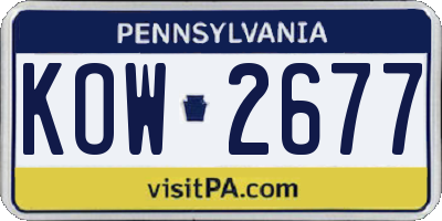 PA license plate KOW2677