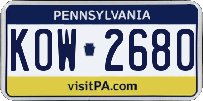PA license plate KOW2680