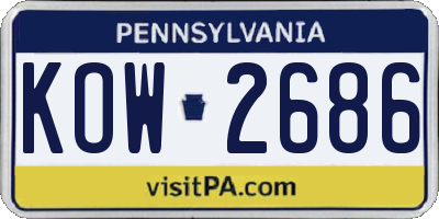PA license plate KOW2686