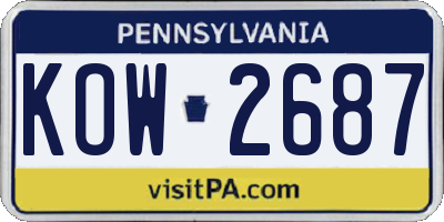 PA license plate KOW2687