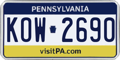 PA license plate KOW2690