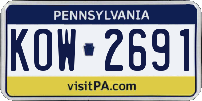 PA license plate KOW2691