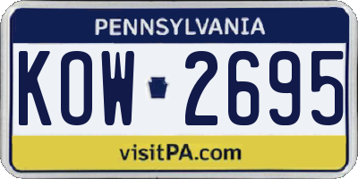 PA license plate KOW2695