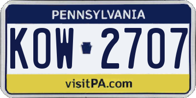 PA license plate KOW2707