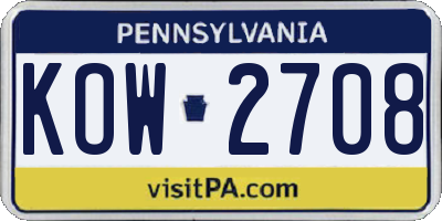 PA license plate KOW2708